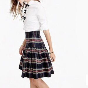 J. CREW Stewart Plaid Drop Waist Taffeta Skirt Preppy Pleated Tartan Size 4